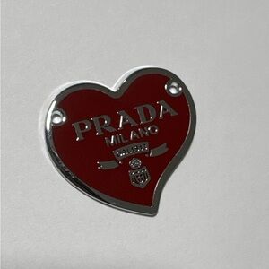 Prada Red and Silver Heart Pendant
